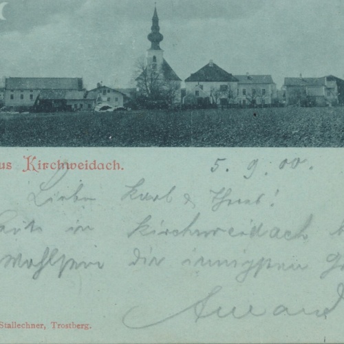 Mondschein - Karte gruss aus Kirchweidach Bayern (7574)