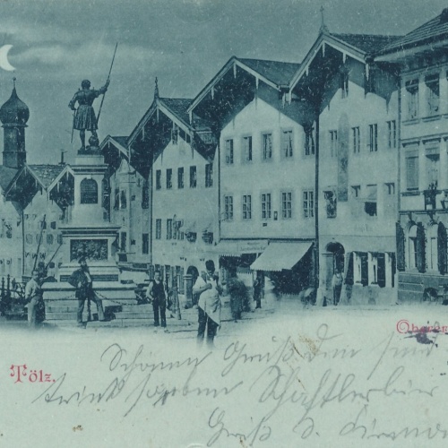 Mondschein - Karte gruss aus Tölz Oberer Markt Bayern (7576)