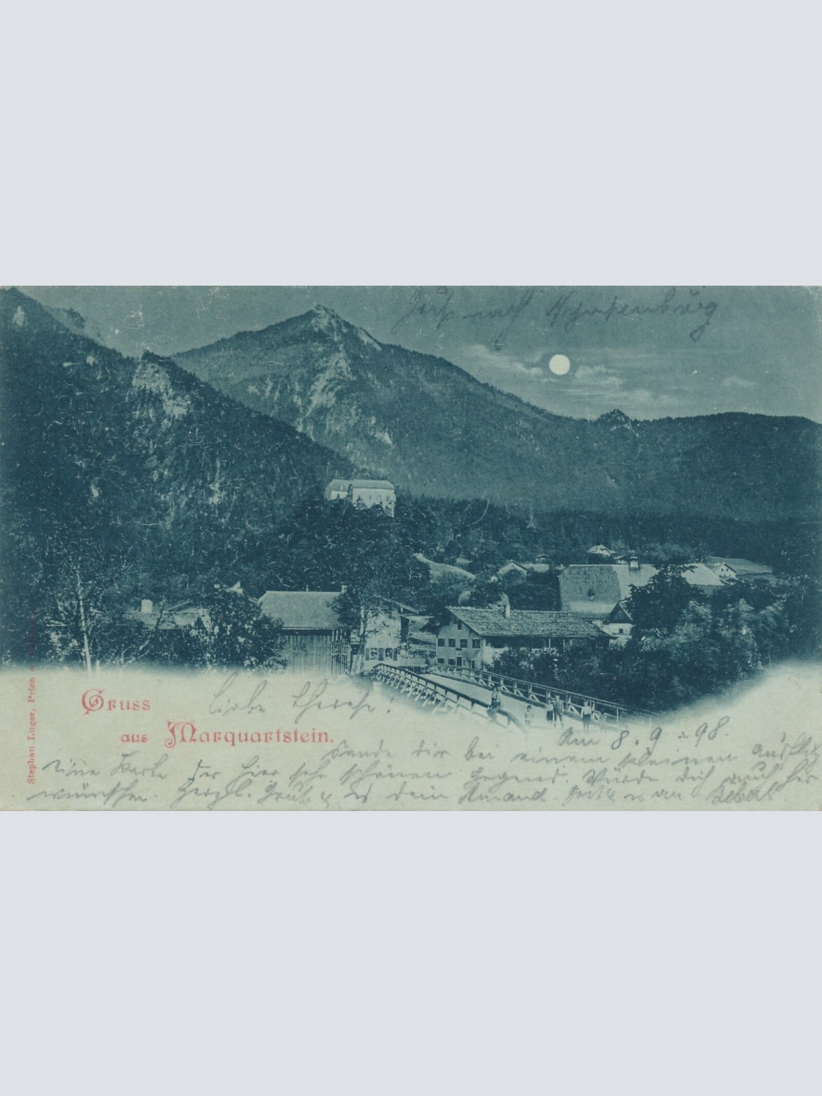 Mondschein - Karte gruss aus Marquartstein Bayern (7577)