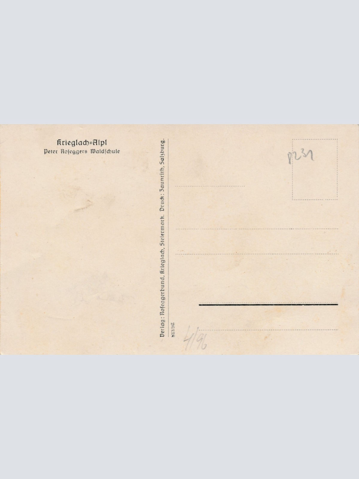 AK aus Krieglach mit Peter Roseggers Waldschule Steiermark (8035)