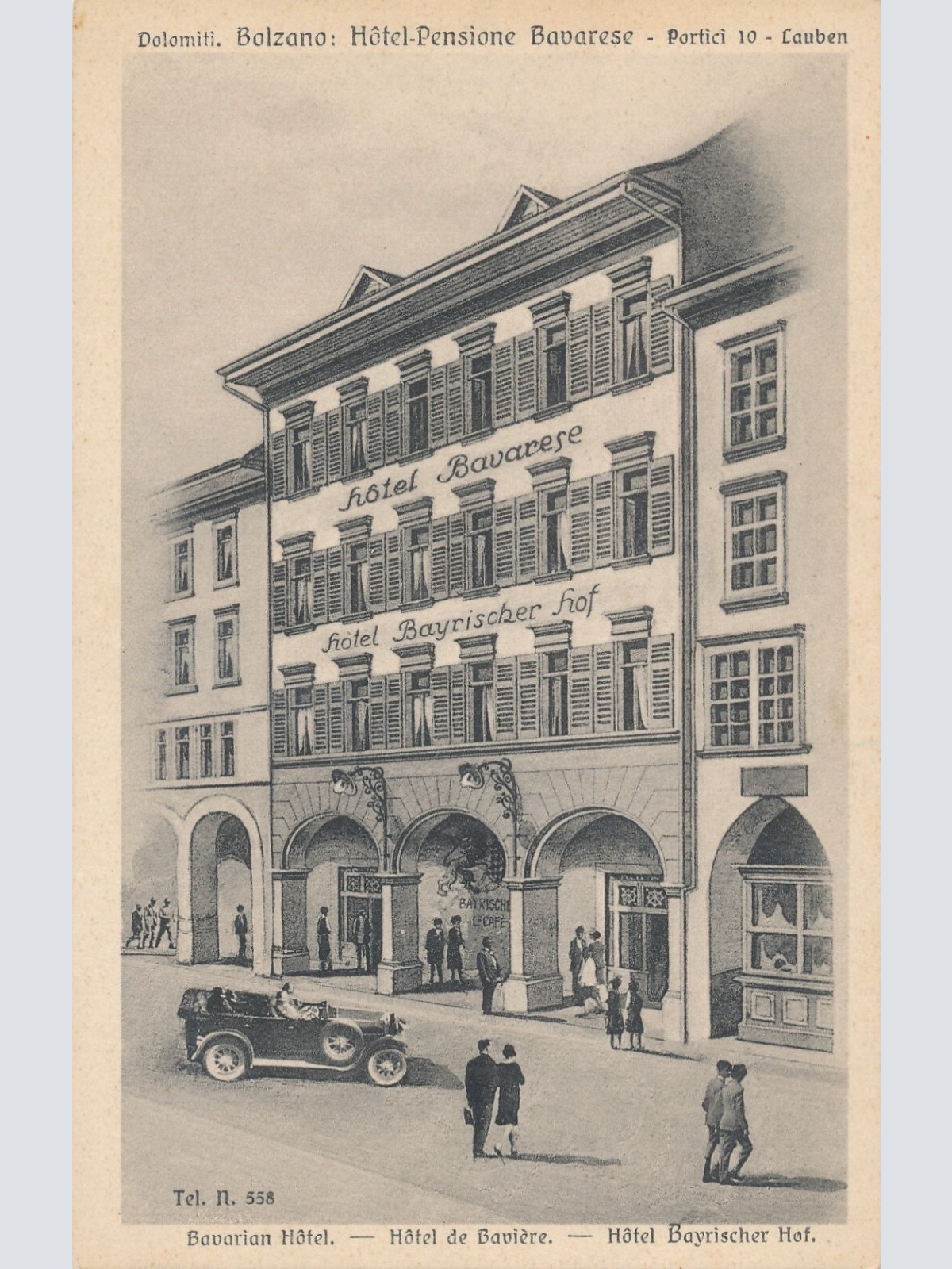 AK aus Bolzano mit Hotel Pensione Bavarese Italien (7975)