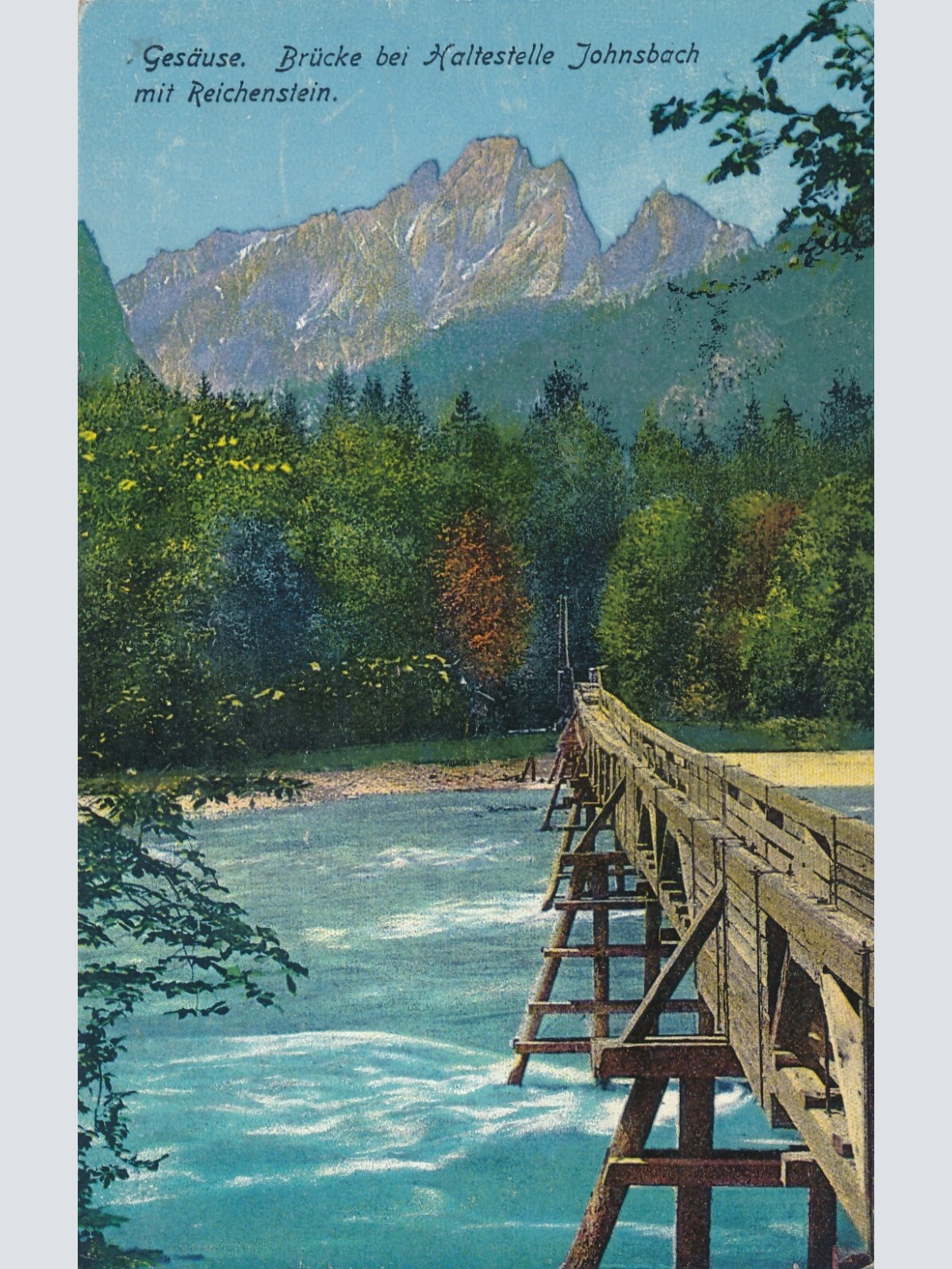 AK aus Johnsbach im Gesäuse mit Brücke Steiermark (8004)