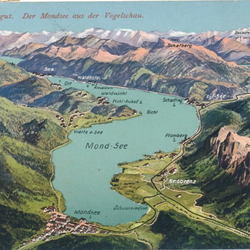 AK der Mondsee aus der Vogelschau Oberösterreich Ansichtskarte (8197)