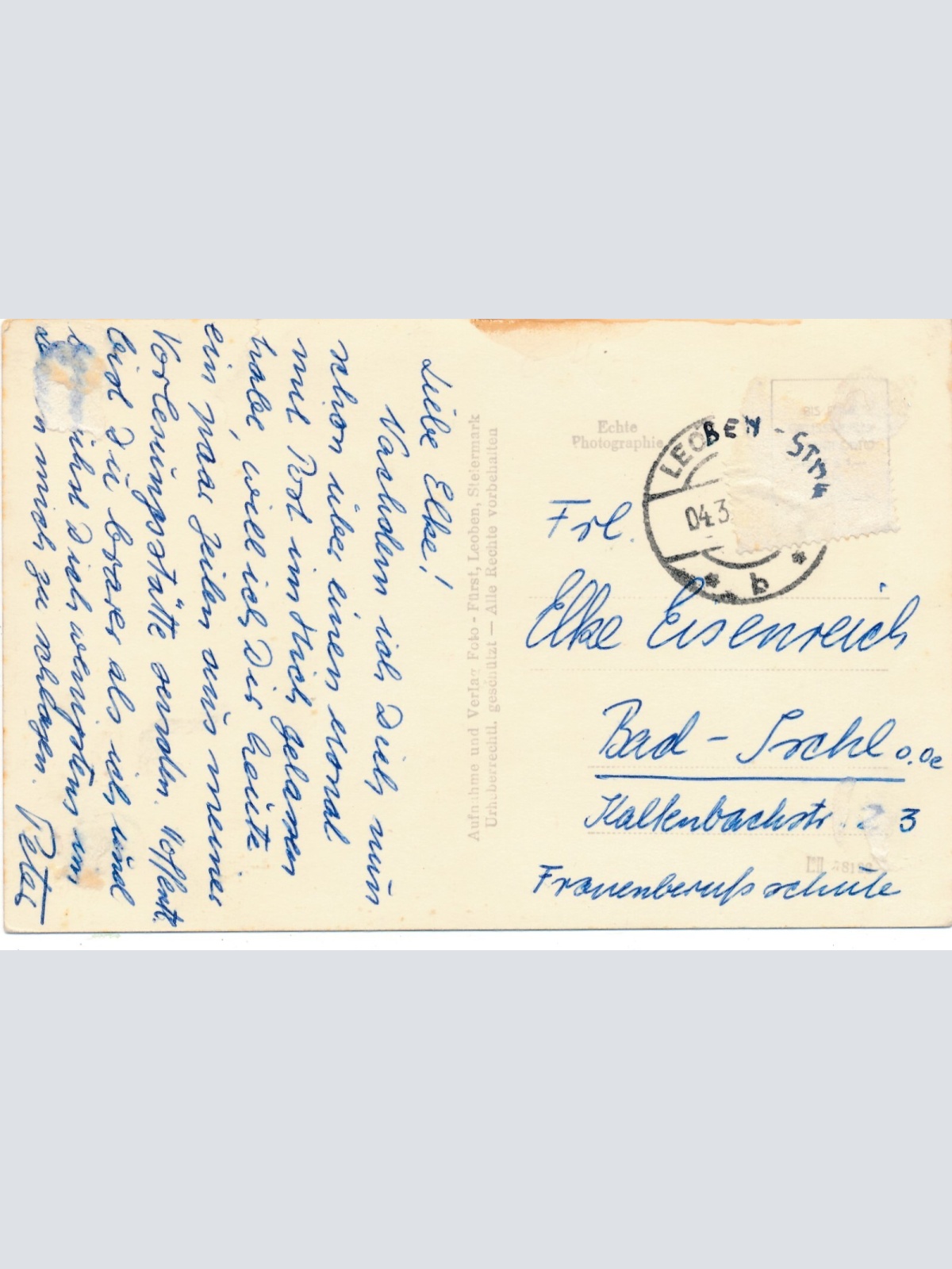 AK aus Leoben vom Gasthaus Schwarzer Adler Steiermark (8323)