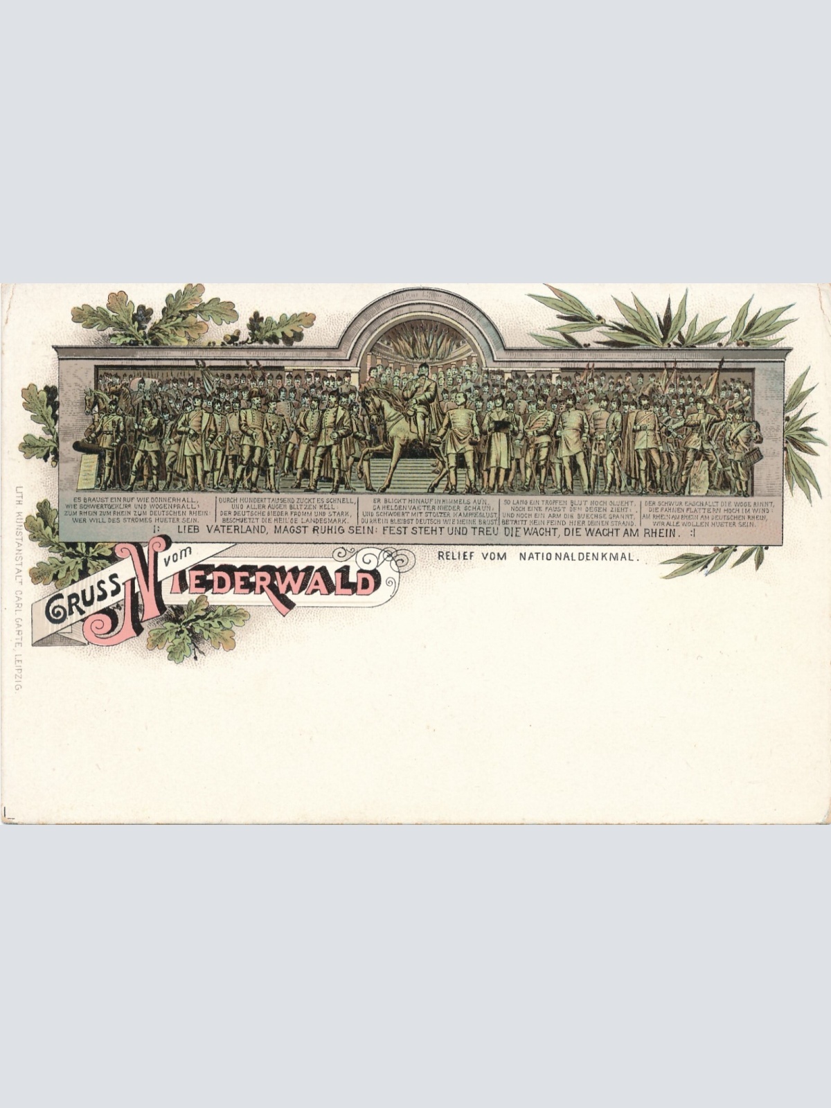 Litho - Karte gruss vom Niederwald Hessen (6620)