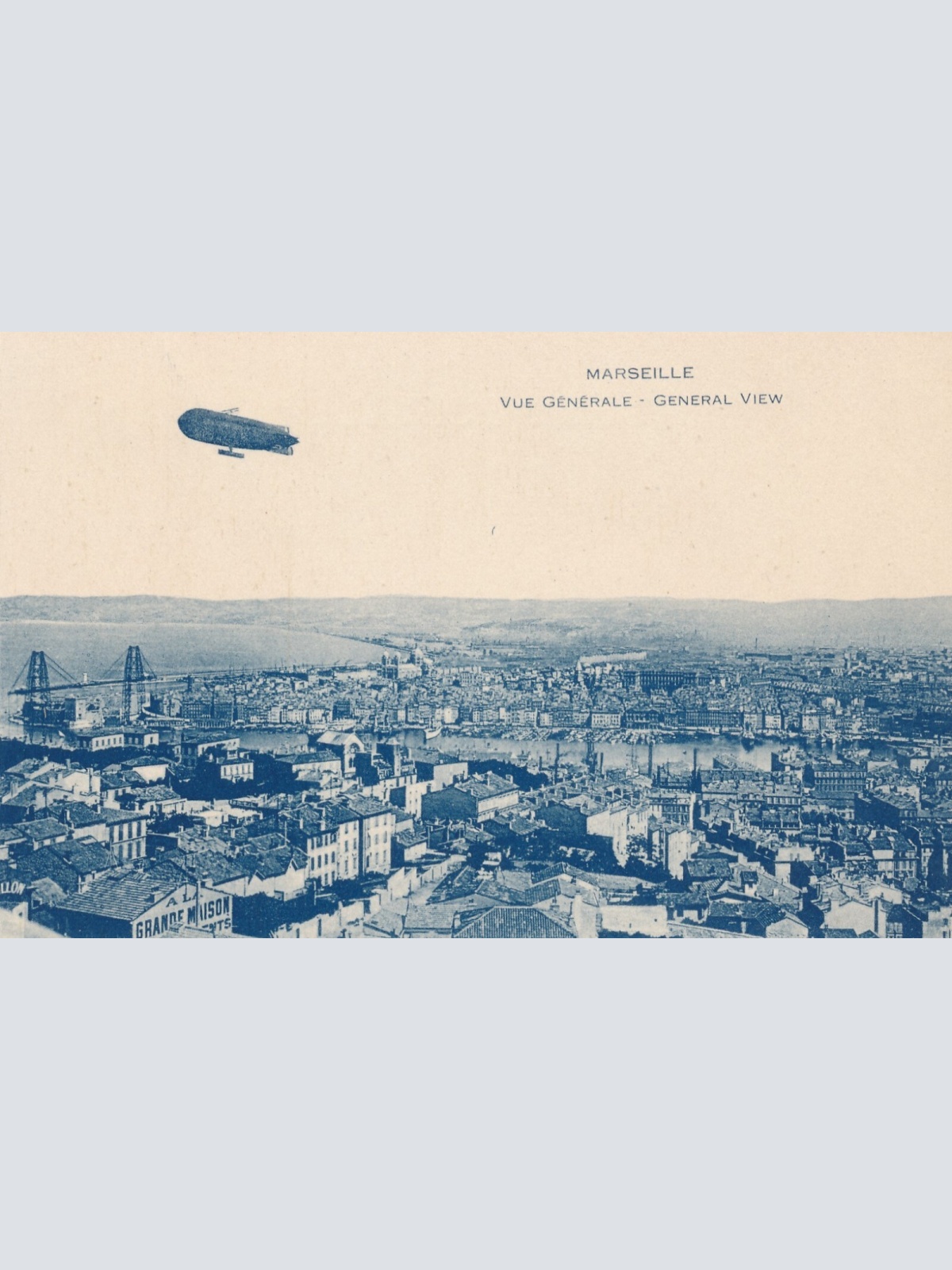 AK aus Marseille mit Zeppelin Frankreich (6653)