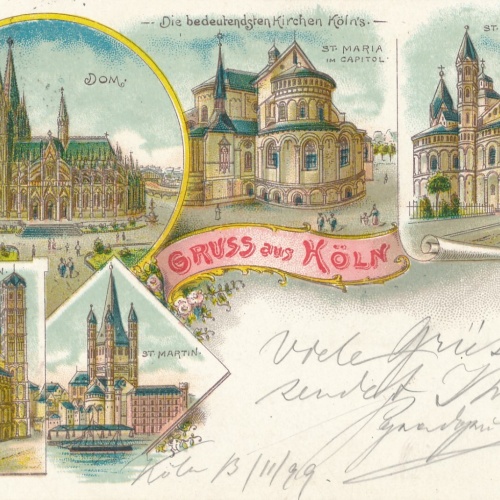 Litho - Karte gruss aus Köln NRW (6615)