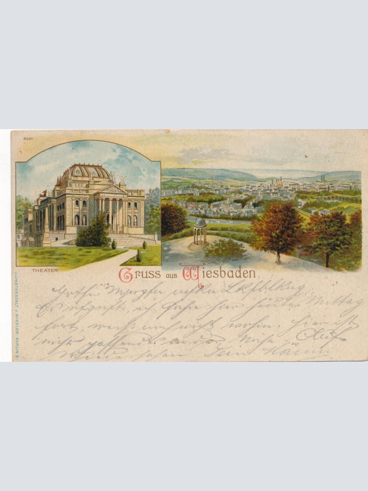 Litho - Karte gruss aus Wiesbaden Hessen (6624)