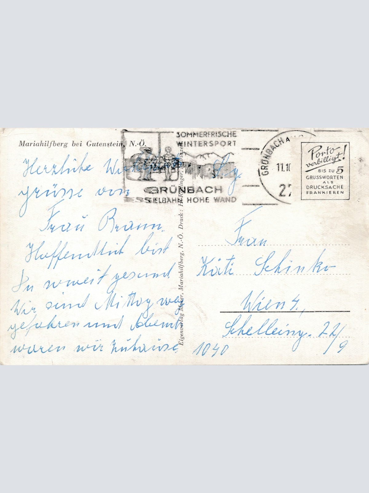 AK vom Mariahilfberg bei Gutenstein Niederösterreich (6643)