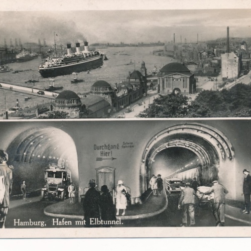 AK aus Hamburg Hafen mit Elbtunnel Ansichtskarte (8259)