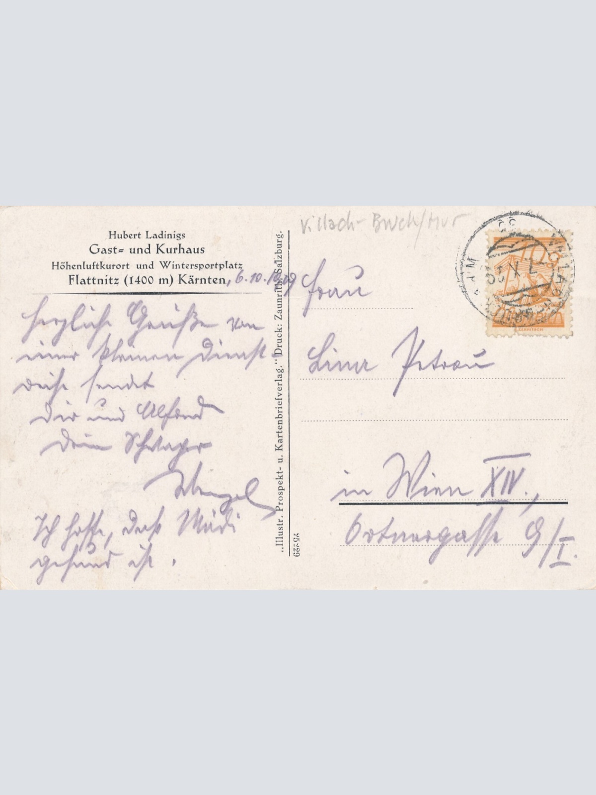 AK aus Flattnitz mit Gast und Kurhaus Kärnten Ansichtskarte (8291)