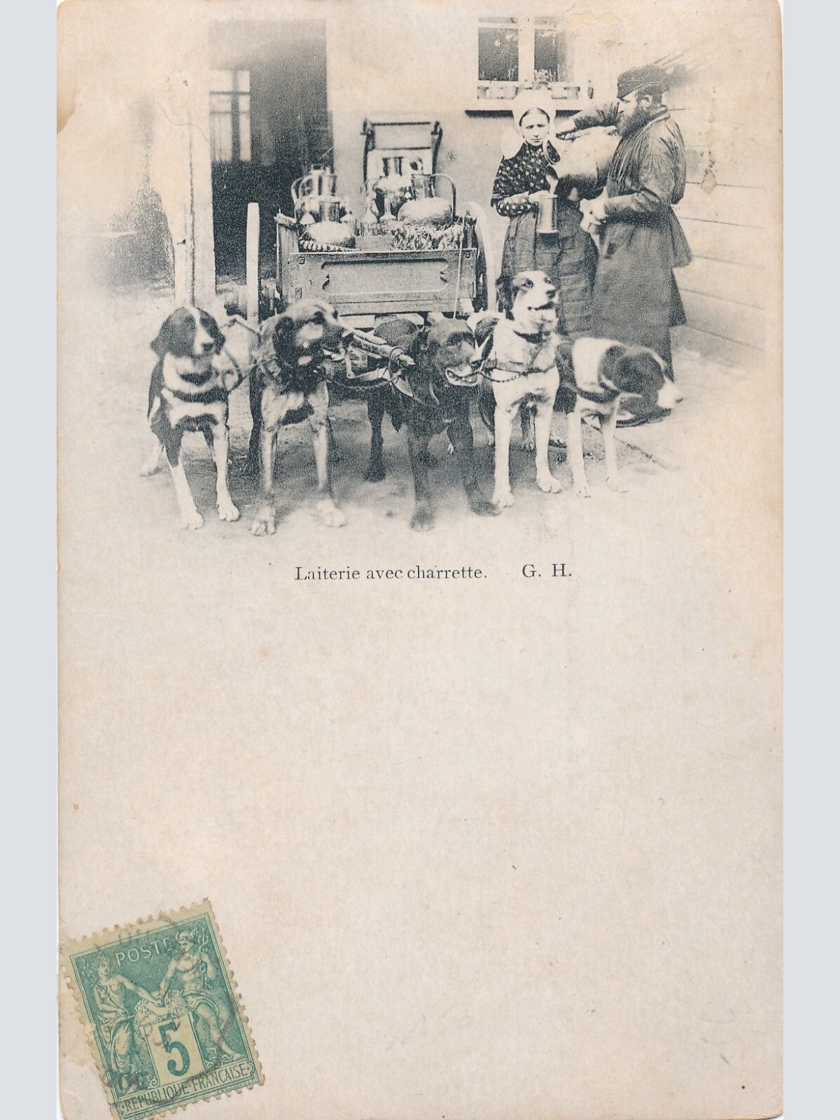 AK aus Laitiere avec charrette Hundekarren Belgien (6573)