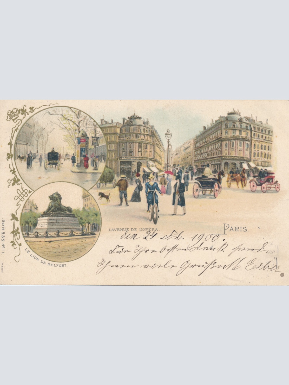 Litho - Karte aus Paris Frankreich (6582)