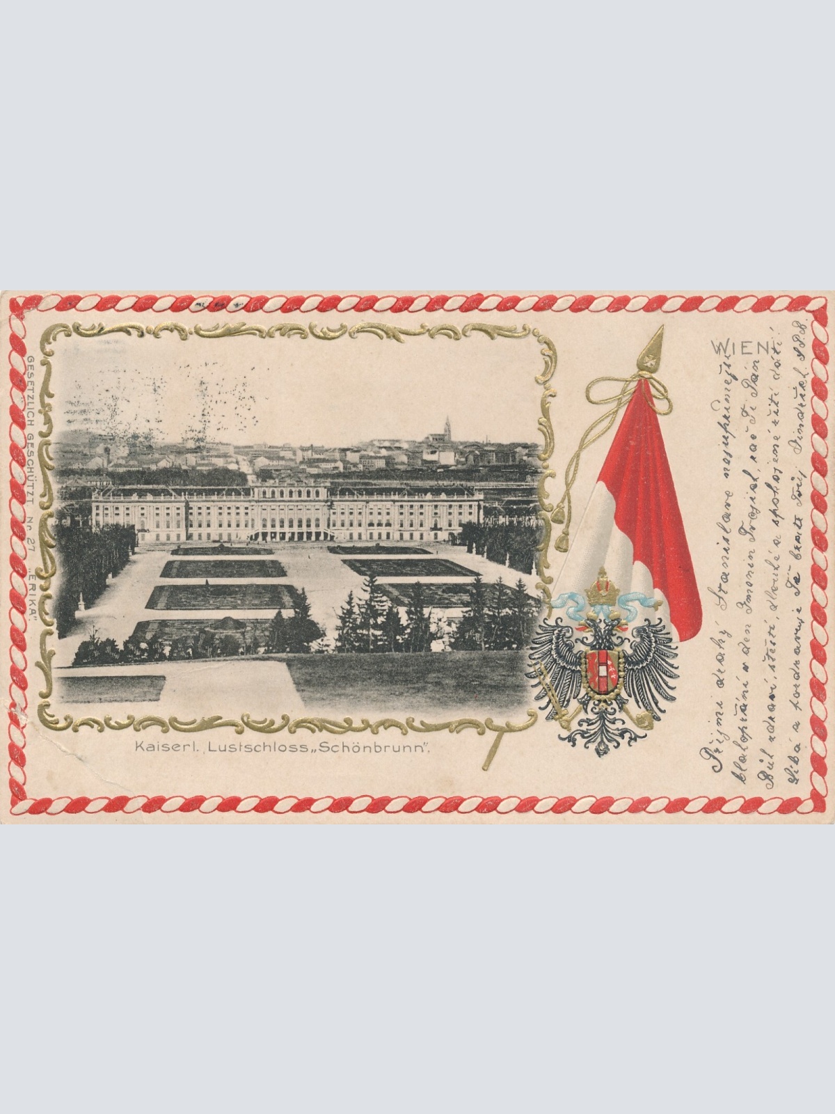 Präge - Litho - Karte aus Wien Kaiserliches Lustschloss Schönbrunn Wien (6581)