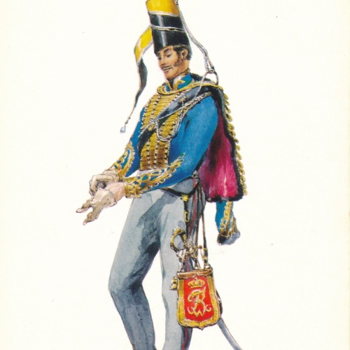 AK Uniform vom Kaiserreich Preußen 1840 Husaren Offizier Ansichtskarte (8691)
