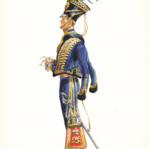 AK Uniform Königreich England 1850 9. Hussars Offizier Ansichtskarte (8713)