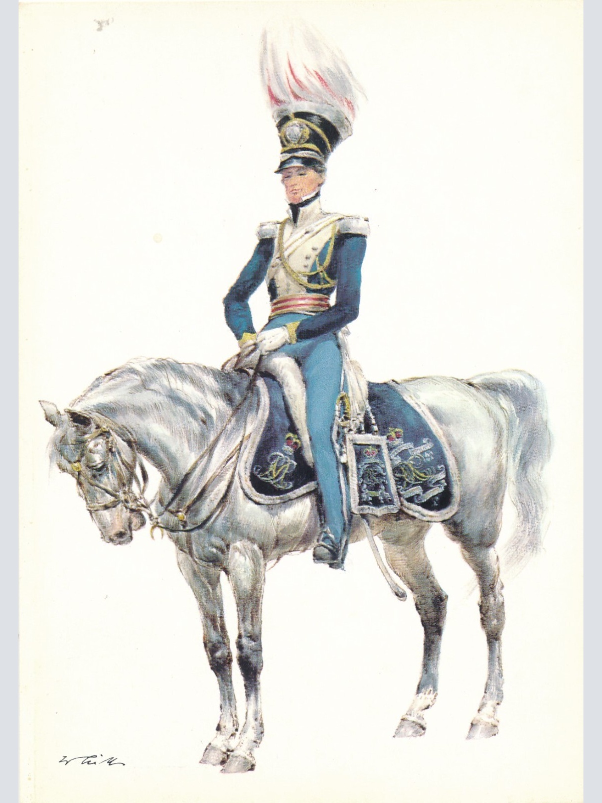 AK Uniform Königreich England 1822 Dragoons Offizier Ansichtskarte (8703)