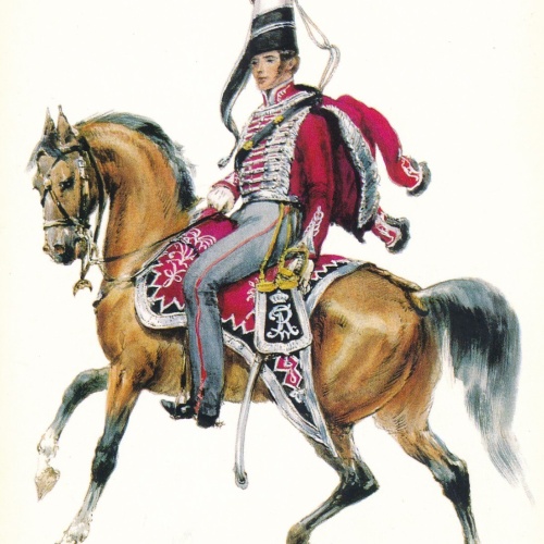 AK Uniform vom Köigreich Preußen 1740 Husaren Reg. Offizier Ansichtskarte (8694)