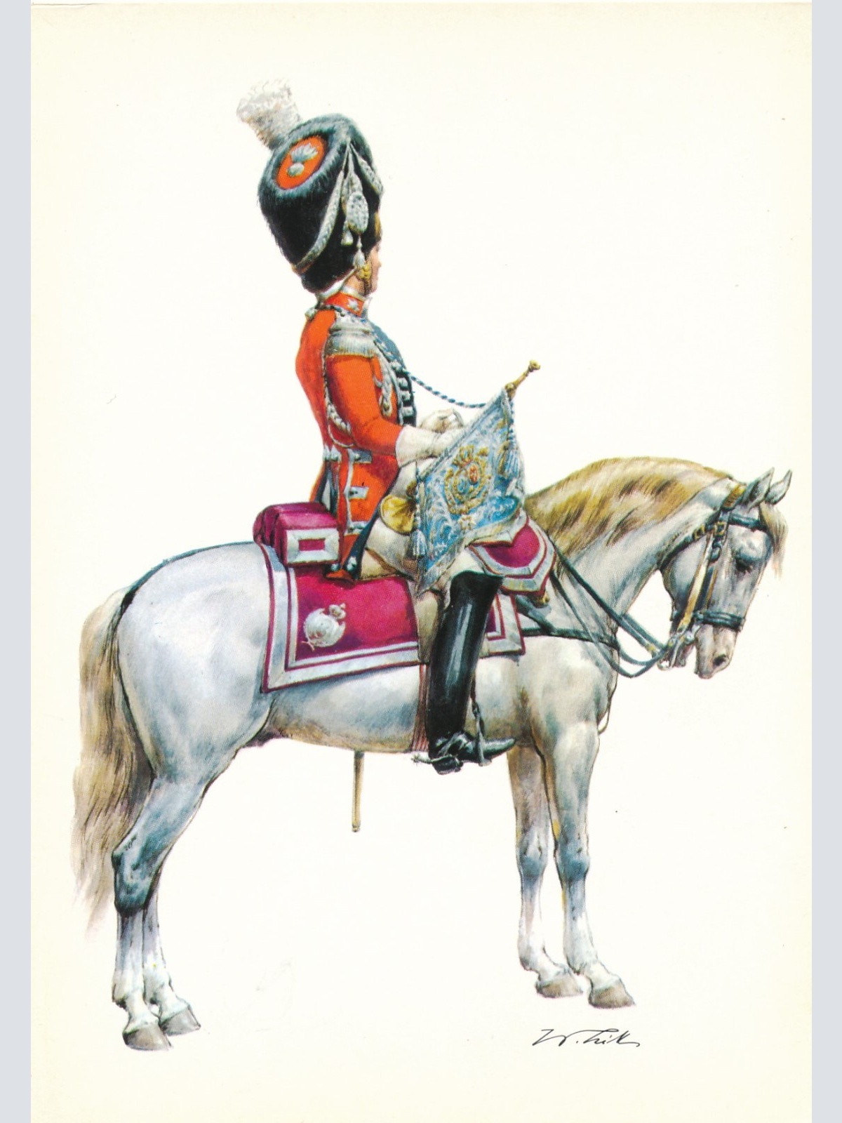 AK Uniform Königreich Frankreich 1814 Grenadier Trompeter Ansichtskarte (8698)
