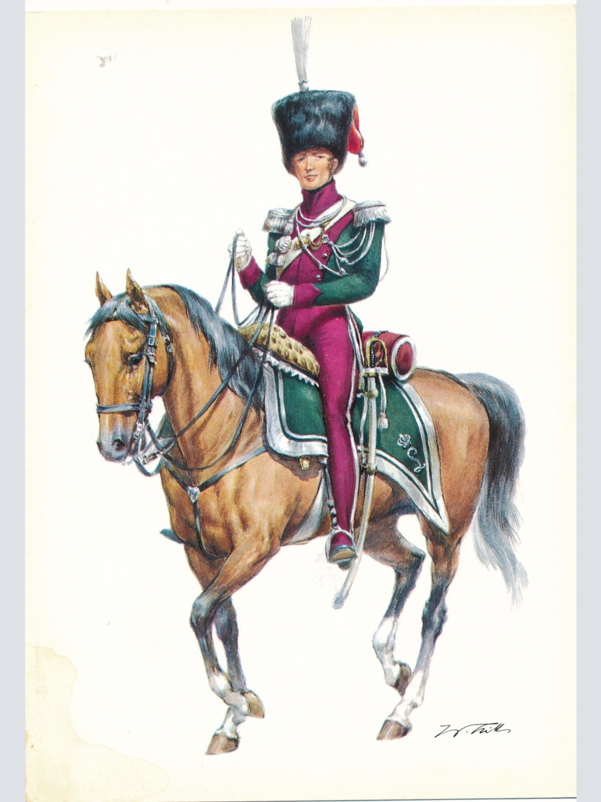 AK Uniform Königreich Belgien 1850 Guides Offizier Ansichtskarte (8699)