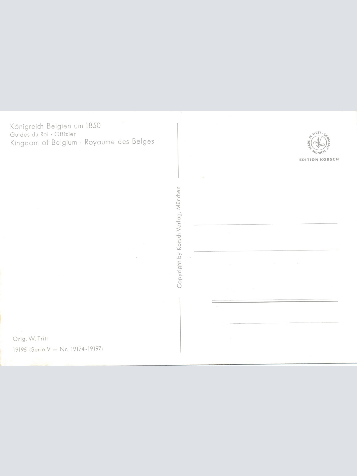 AK Uniform Königreich Belgien 1850 Guides Offizier Ansichtskarte (8699)