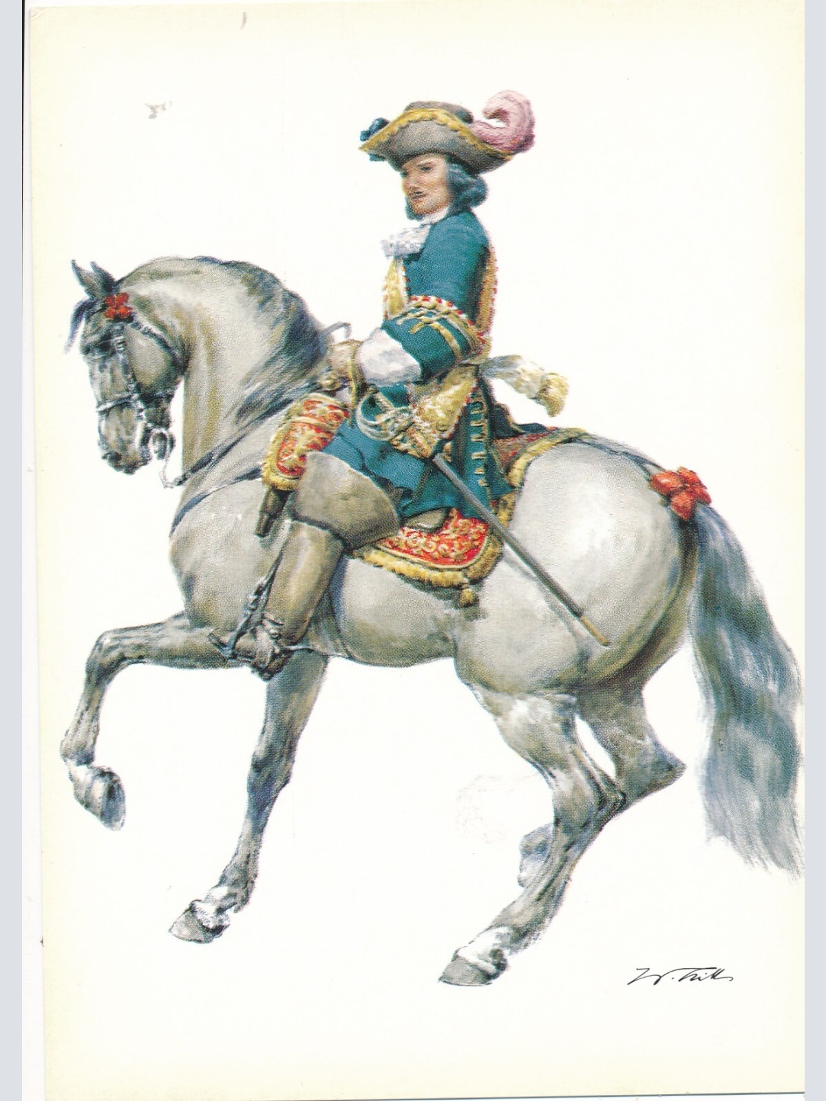 AK Uniform Kurbrandenburg 1674 Dragoner Leibgarde Offizier Ansichtskarte (8717)