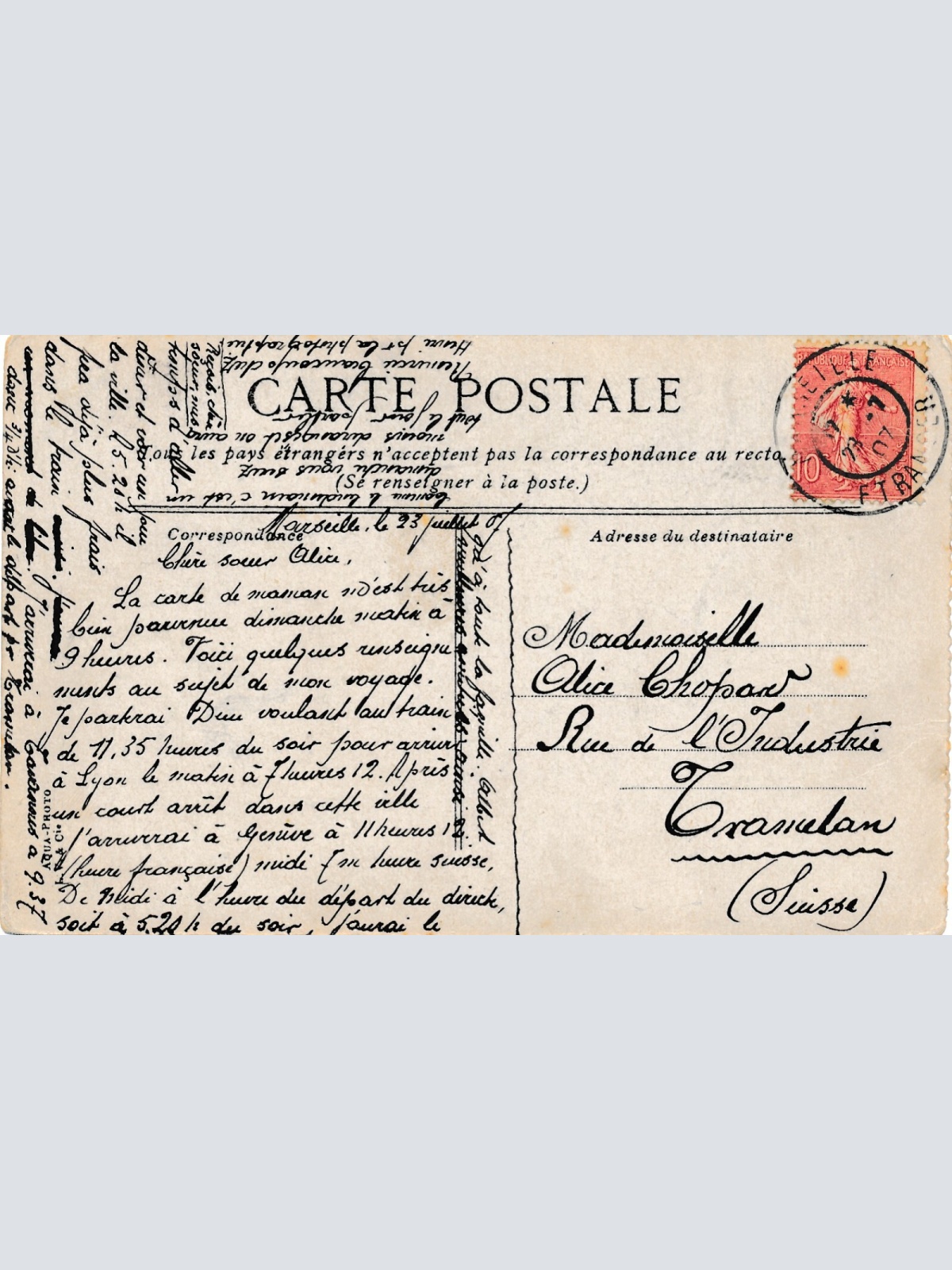 AK aus Marseille am Hafen und Boot Frankreich Ansichtskarte (8586)