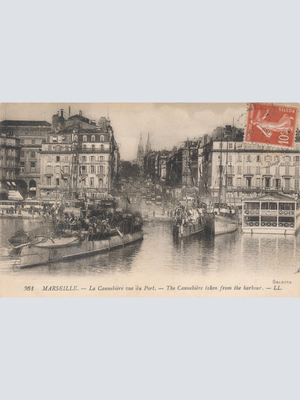 AK aus Marseille am Hafen und Boot Frankreich Ansichtskarte (8585)