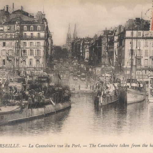 AK aus Marseille am Hafen und Boot Frankreich Ansichtskarte (8585)