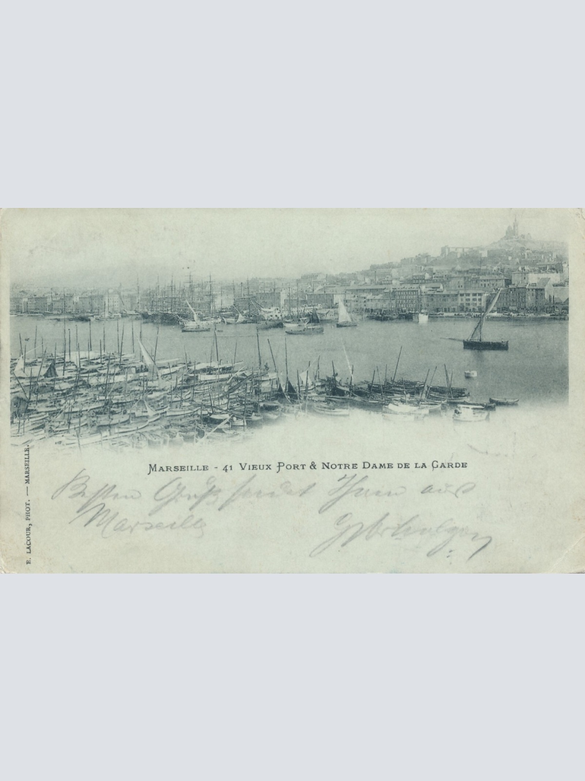 Mondschein - Karte aus Marseille am Hafen Frankreich Ansichtskarte (8579)