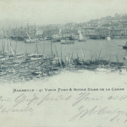 Mondschein - Karte aus Marseille am Hafen Frankreich Ansichtskarte (8579)