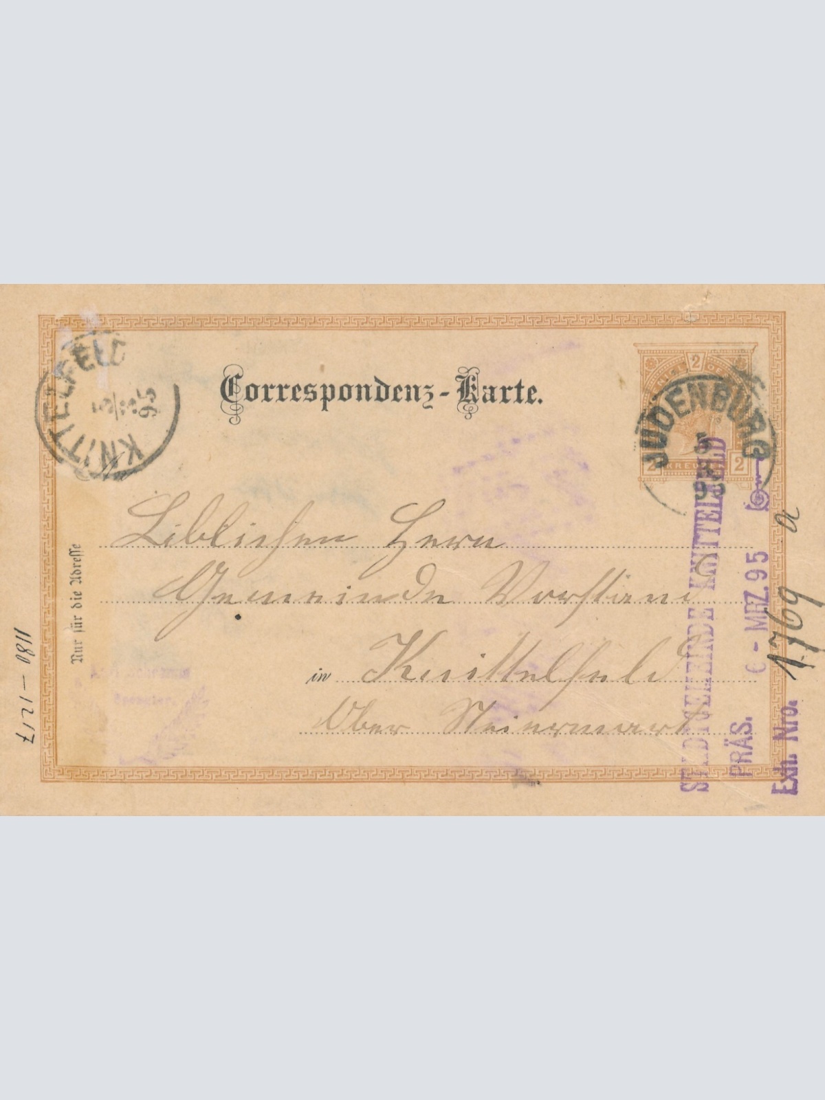 2 Kreuzer Ganzsachen - Karte 1895 aus Judenburg (8398)