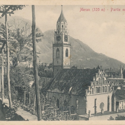 AK aus Meran mit Pfarrkirche Italien Ansichtskarte (8403)