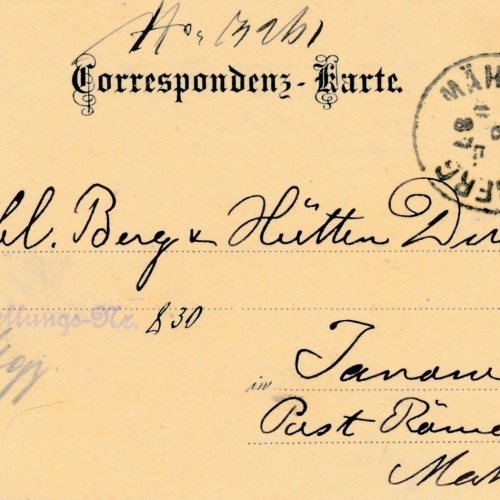 2 Kreuzer Ganzsachen - Karte 1887 aus Mähr Schönberg (8392)