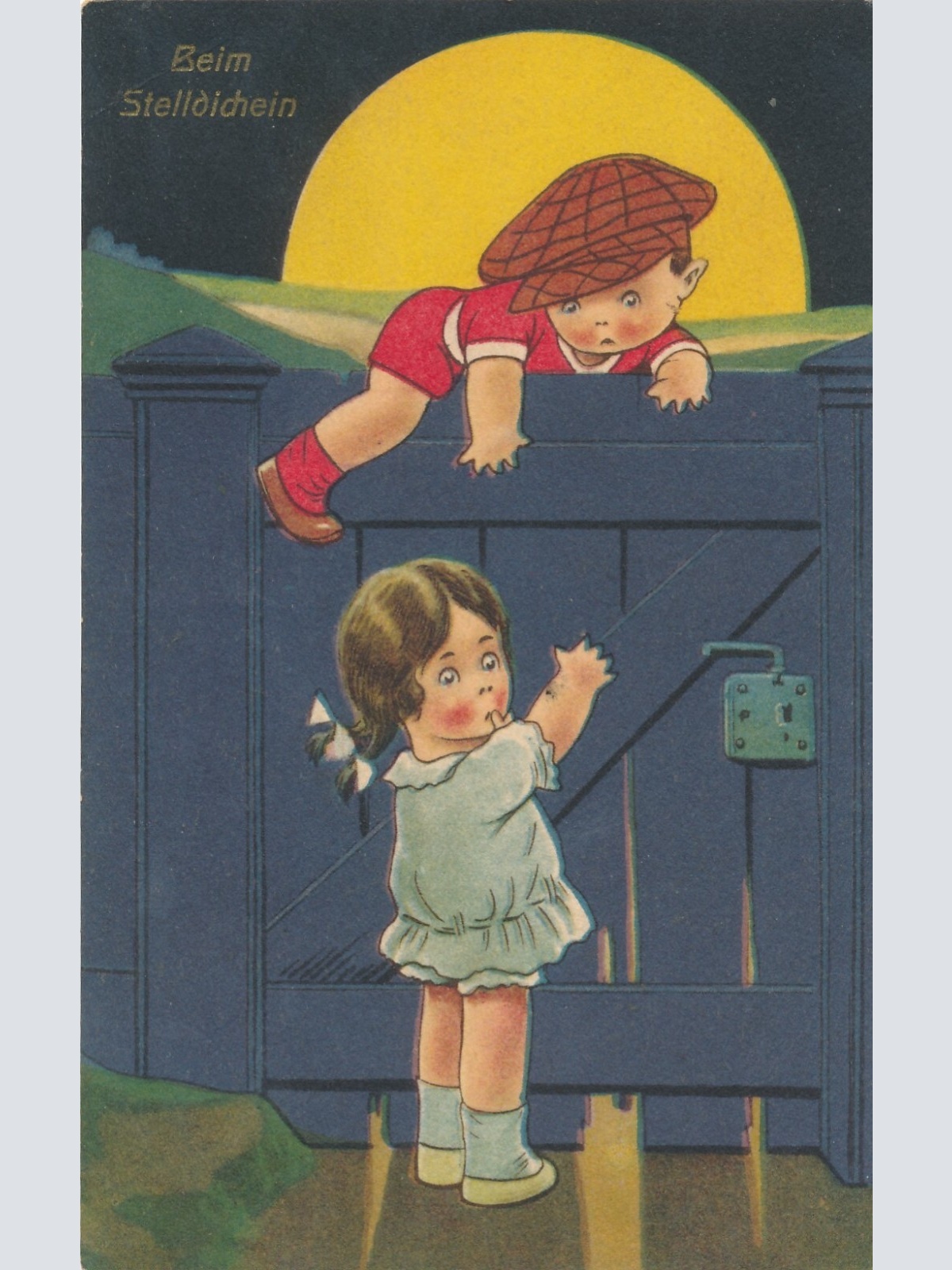 Motiv - Karte zwei Kinder beim stelldichein Ansichtskarte (8943)