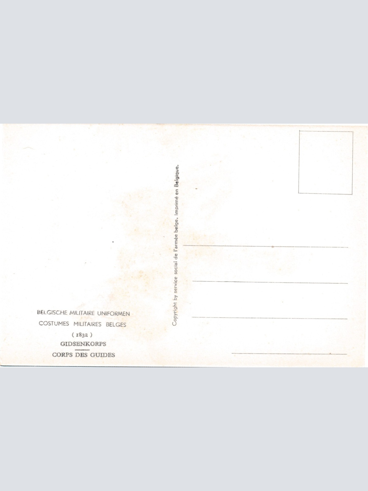 AK Uniform Belgien 1832 Gidsenkorps Ansichtskarte (8732)