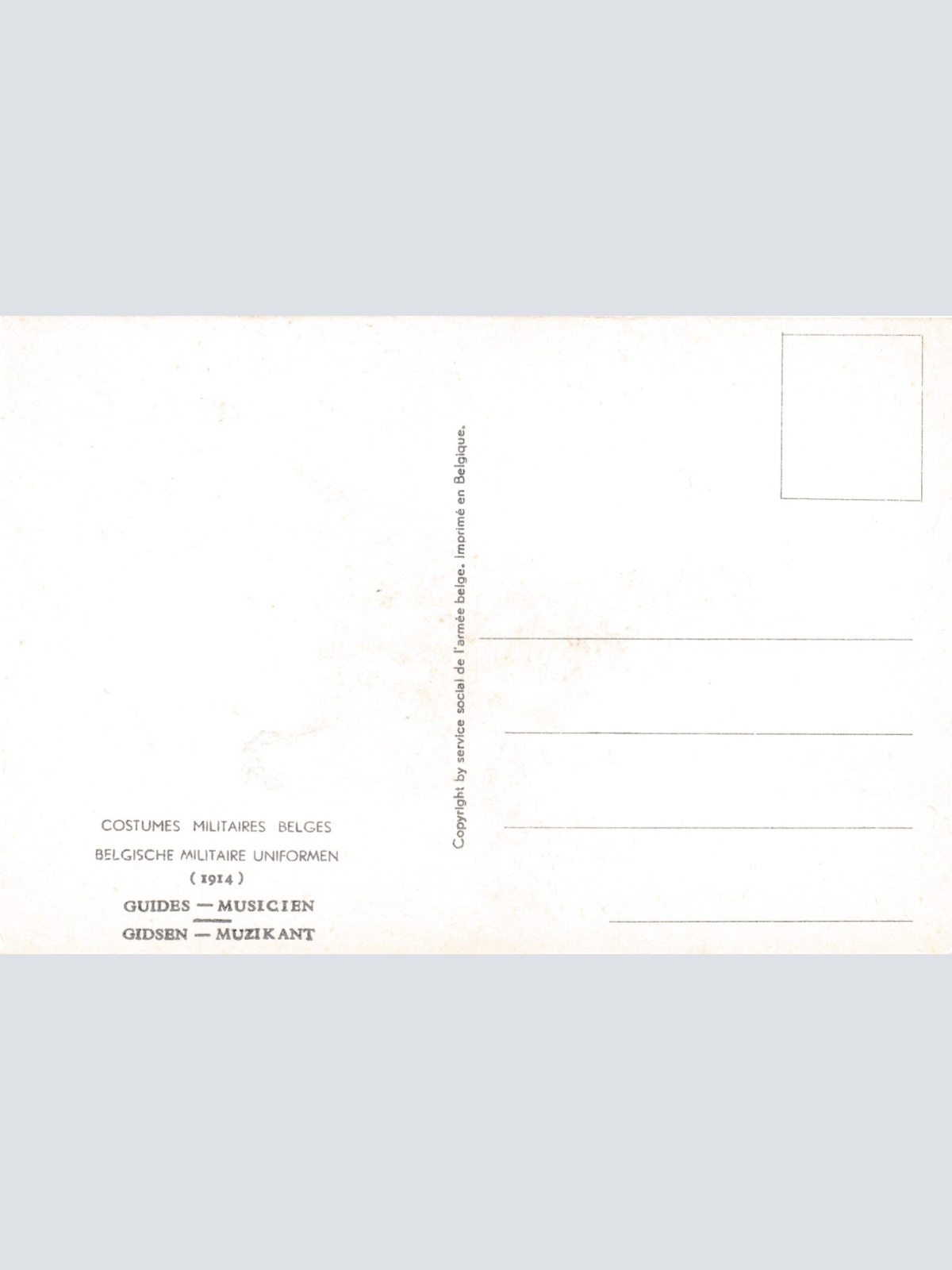 AK Uniform Belgien 1914 Guides Musicien Ansichtskarte (8734)