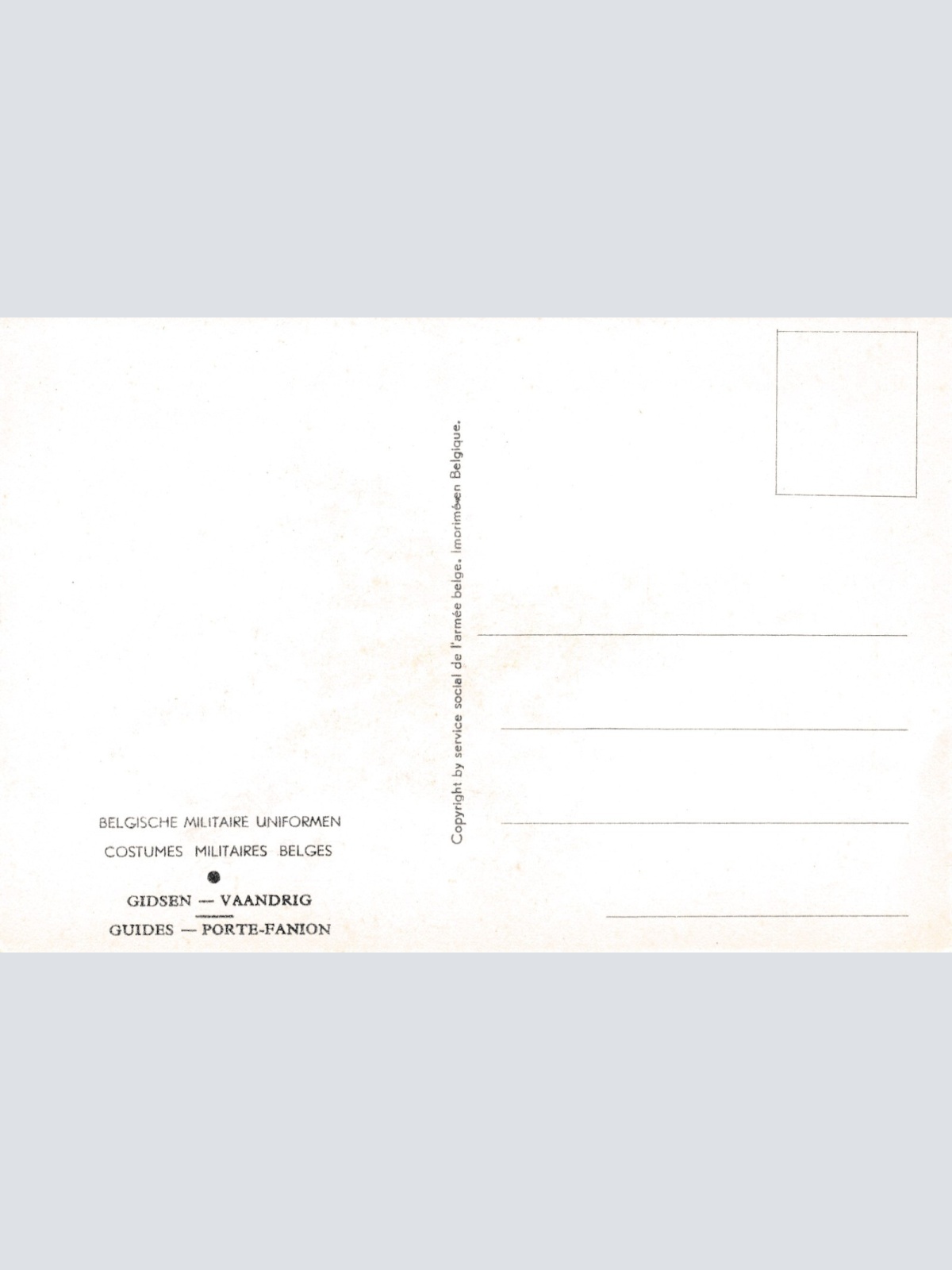 AK Uniform Belgien Gidsen Vaandrig Ansichtskarte (8738)