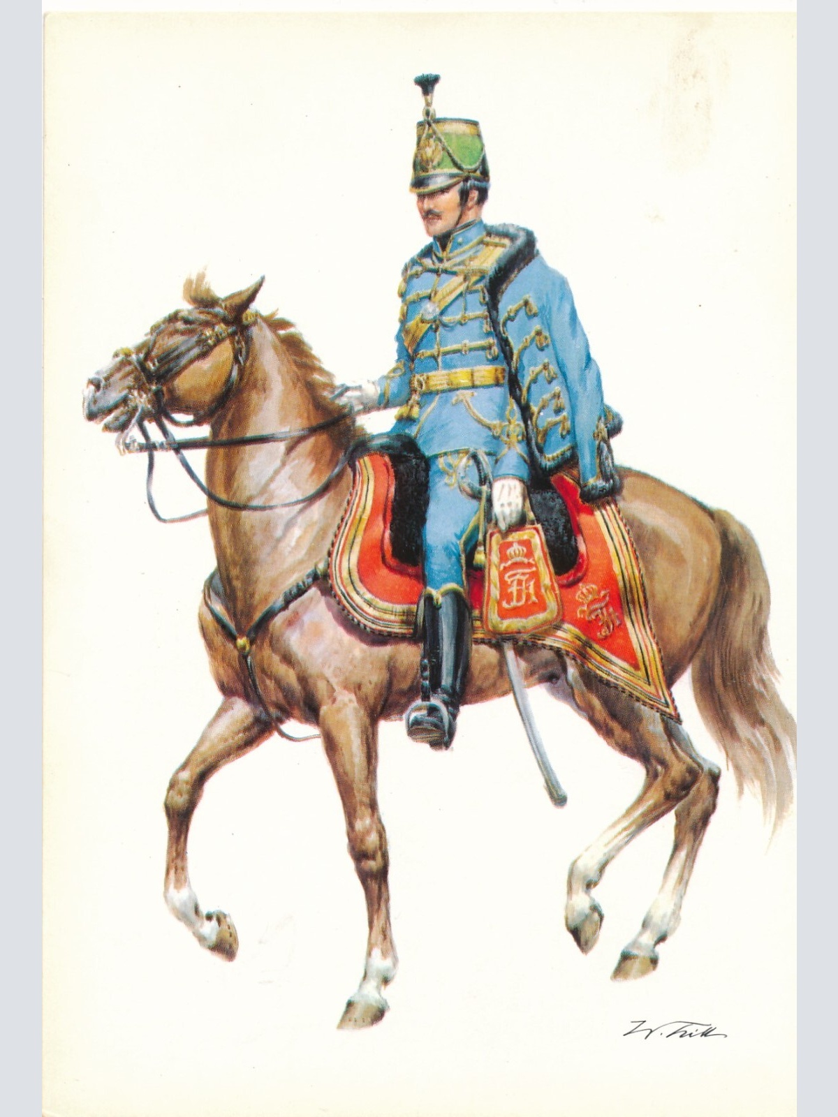 AK Uniform Kaiserr. Österr 1859 Husaren reg. Offizier Ansichtskarte (8720)