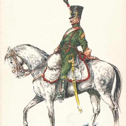 AK Uniform Belgien 1812 Jagers te Paard Ansichtskarte (8757)