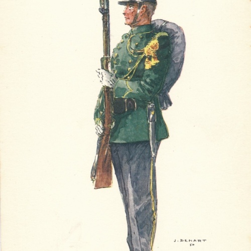 AK Uniform Belgien 1914 Jagers te Voet Ansichtskarte (8742)