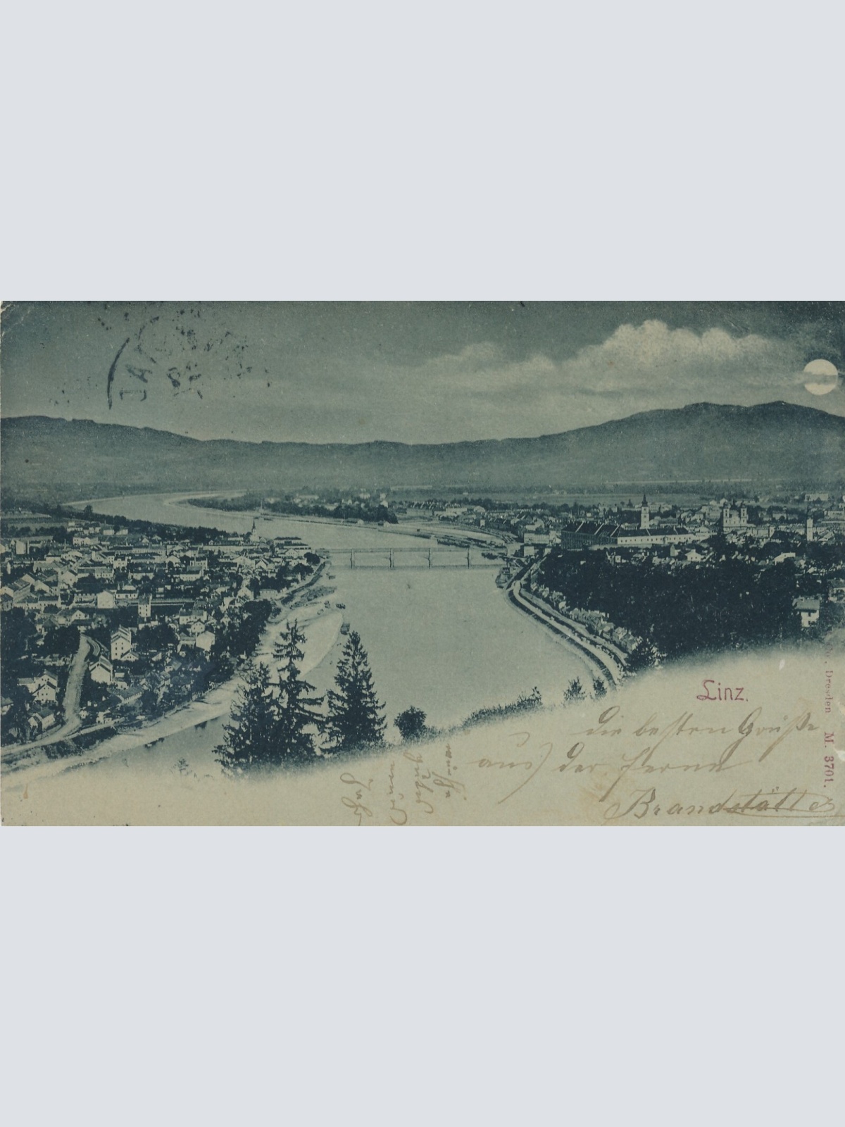 Mondschein - Karte AK aus Linz Oberösterreich Ansichtskarte (8859)