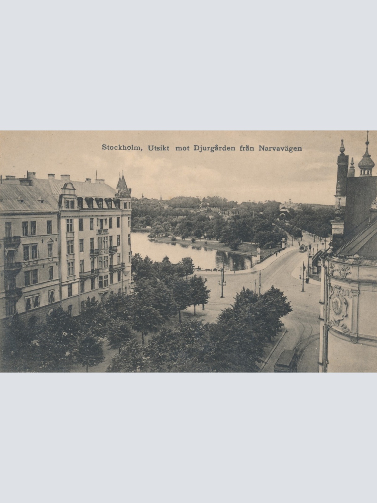 AK aus Stockholm Utsikt mot Djurgarden fran Narvavägen Schweden (7378)