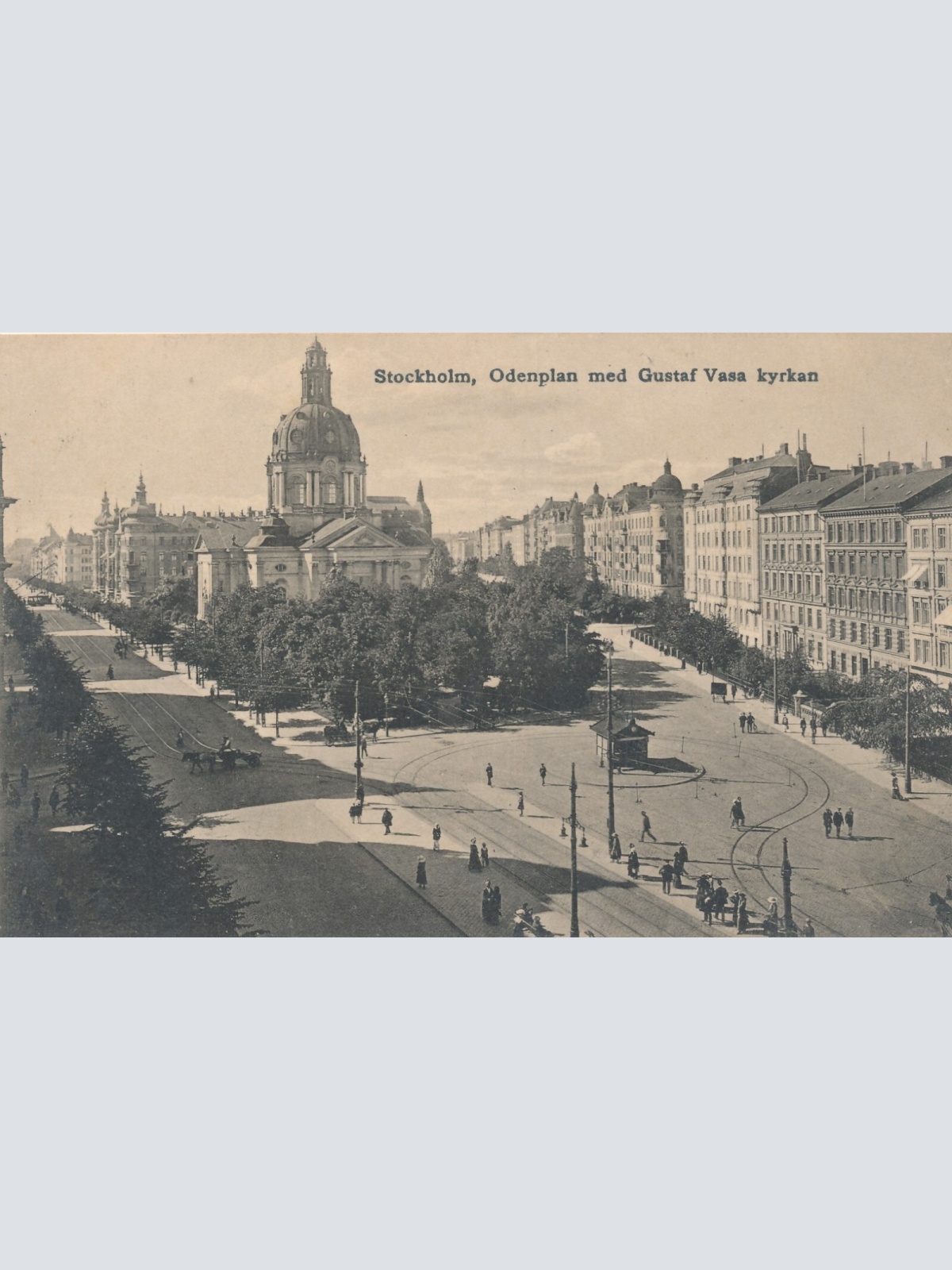 AK aus Stockholm Odenplan med Gustaf Vasa kyrkan Schweden (7369)