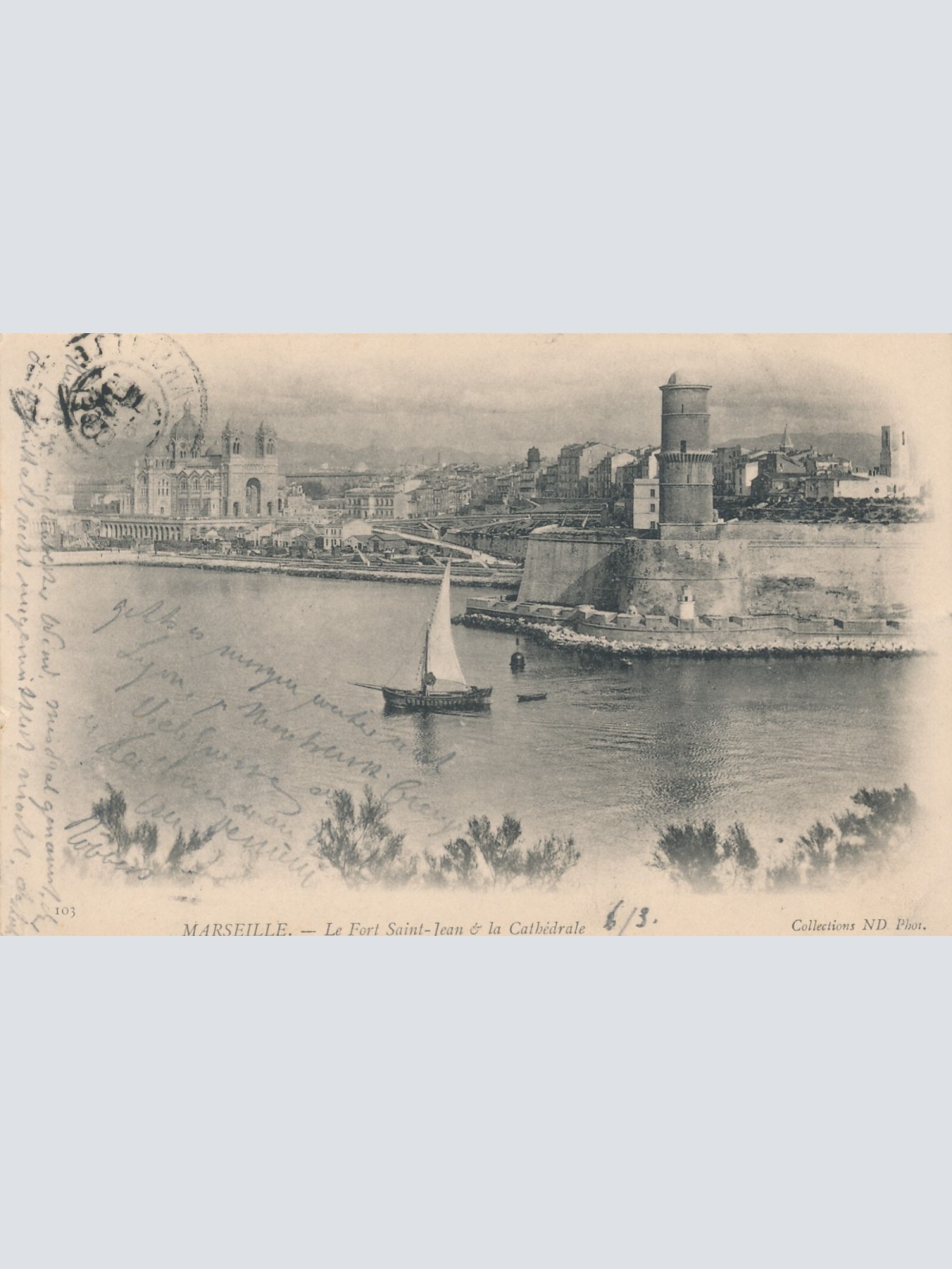 AK aus Marseille mit Segelboot Italien Ansichtskarte (8770)