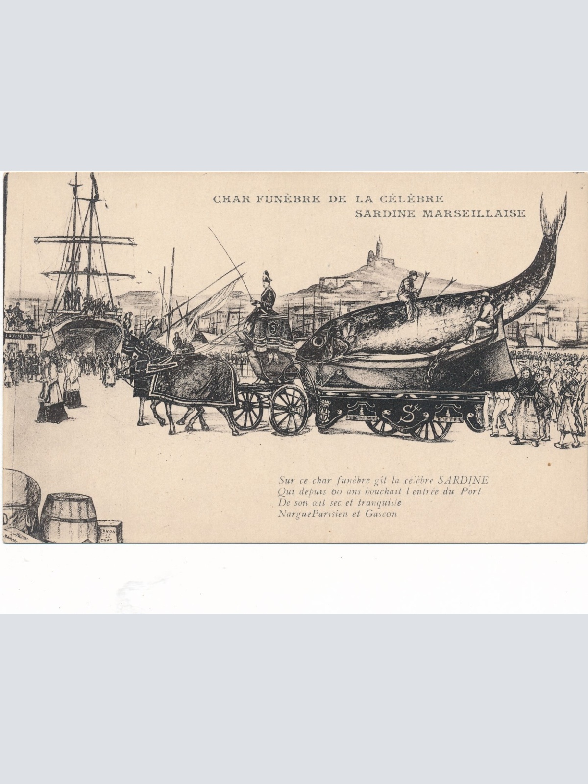 AK aus Marseille Char Funebre de la Celebre Sardine Italien Ansichtskarte (8780)