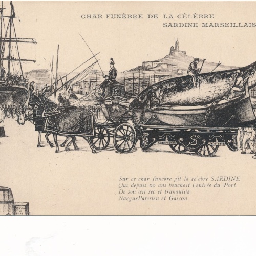AK aus Marseille Char Funebre de la Celebre Sardine Italien Ansichtskarte (8780)