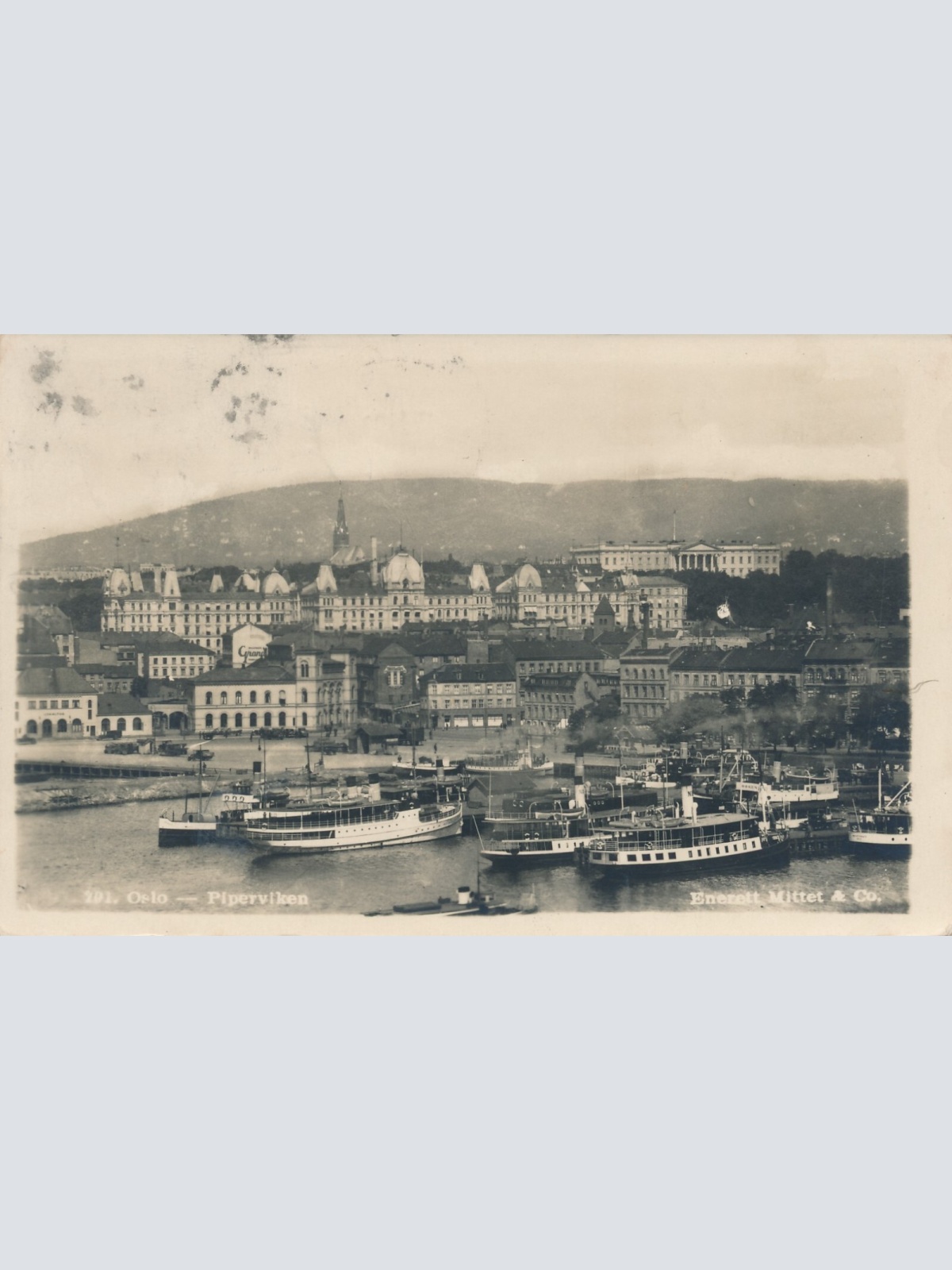 AK aus Oslo Piperviken mit Dampfer Norwegen (9150)