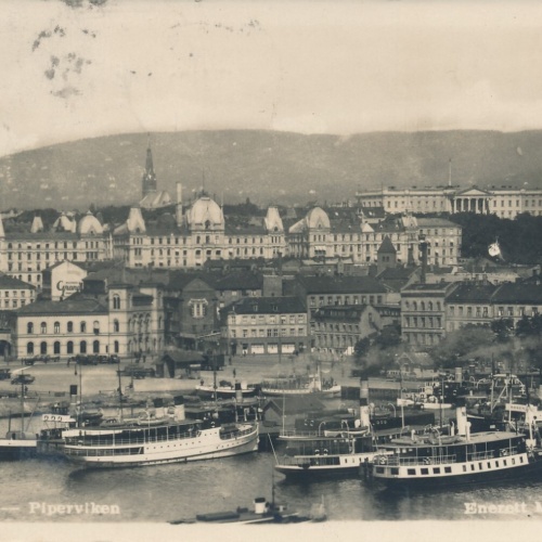 AK aus Oslo Piperviken mit Dampfer Norwegen (9150)