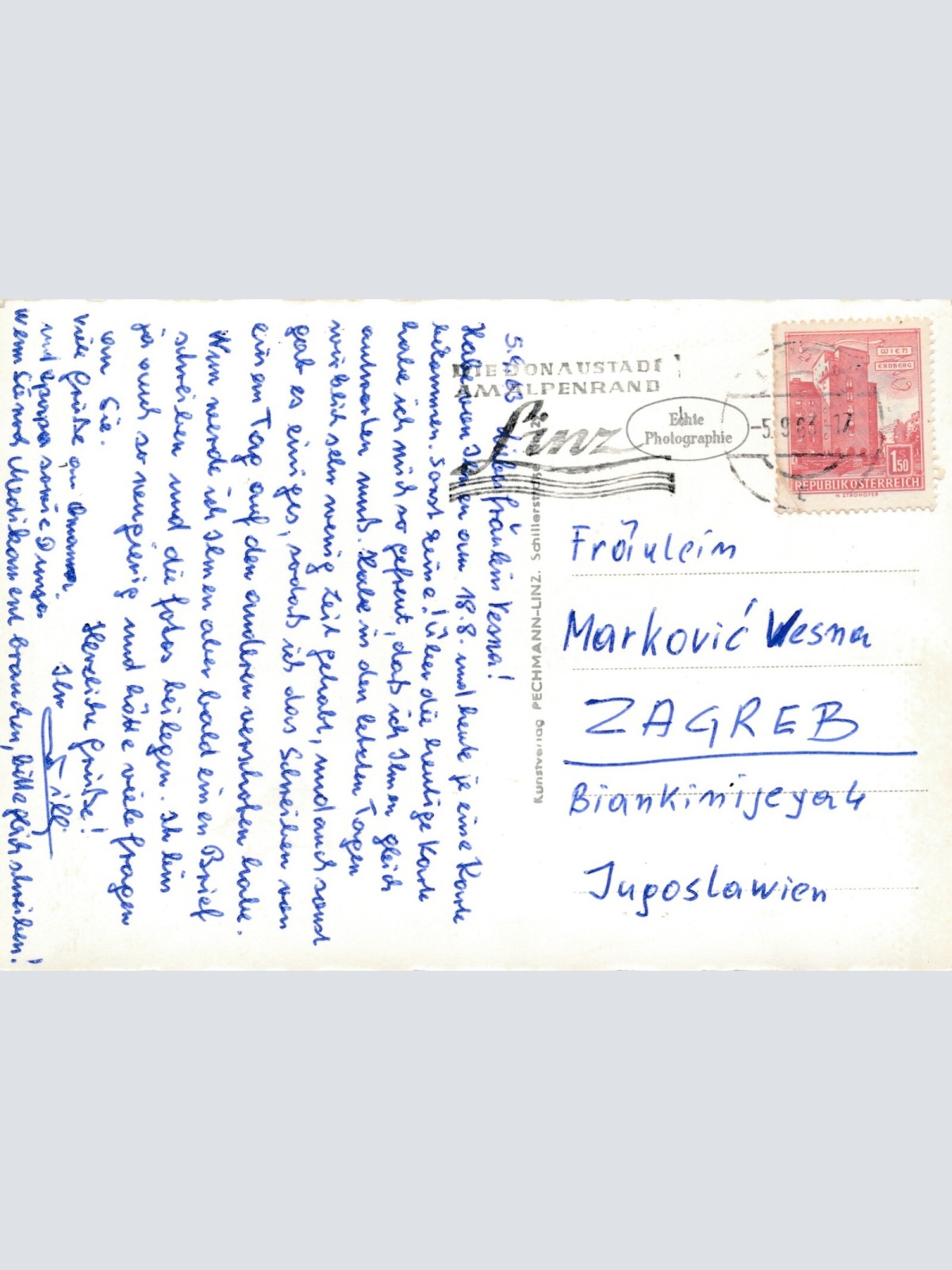 AK aus Linz an der Donau Fliegeraufnahme Oberösterr. Ansichtskarte (8983)